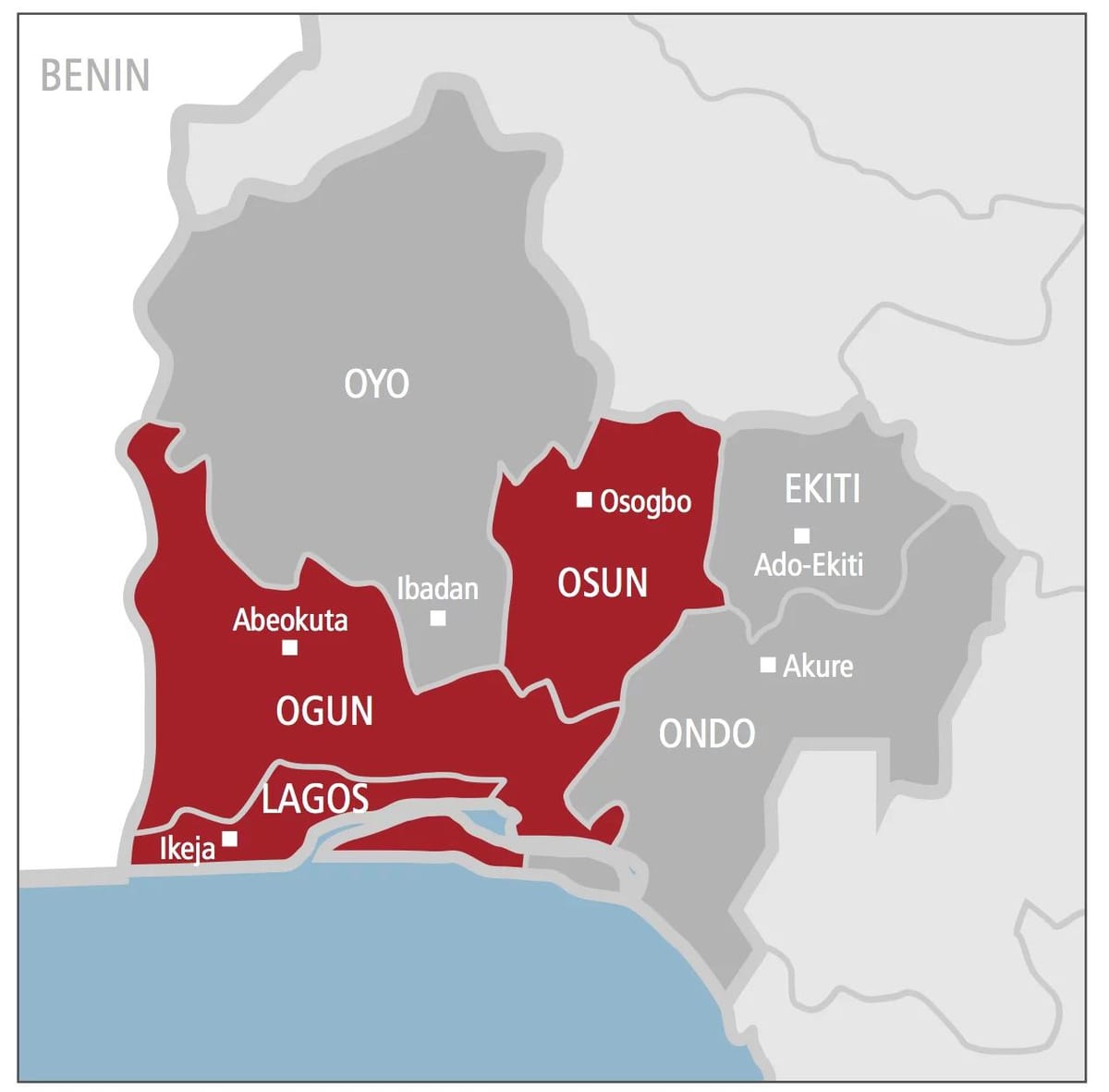 დასავლეთ ნიგერიის რუკა