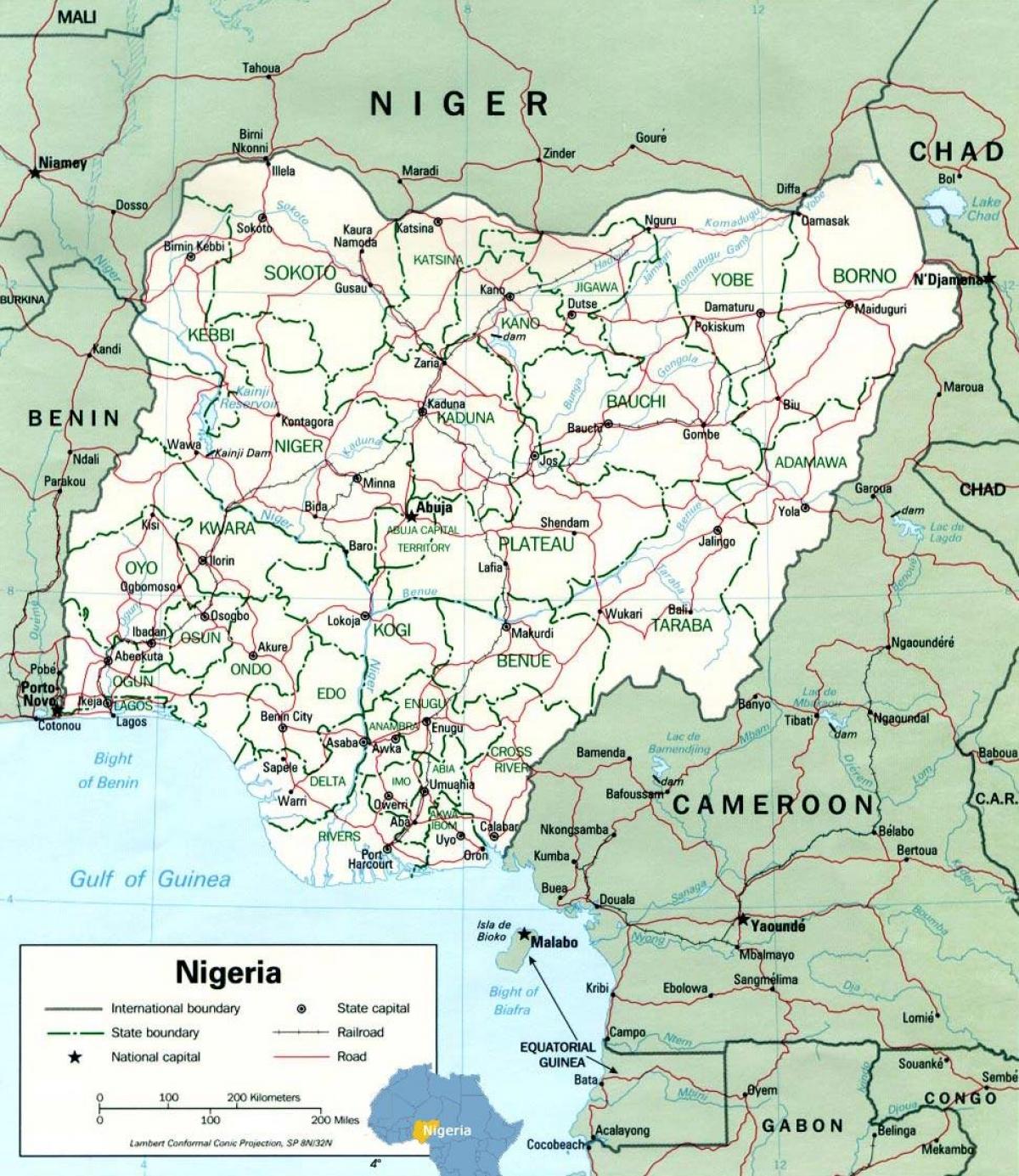ლაგოსი ნიგერიის რუკაზე აფრიკა